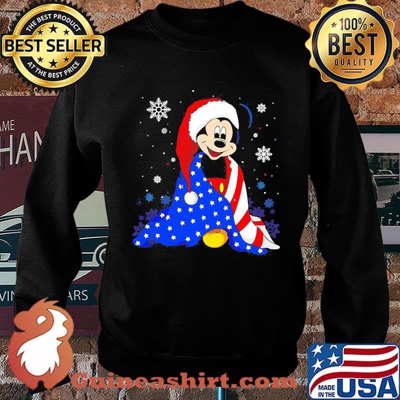 Merry christmas mickey mouse santa claus american flag s Sweater