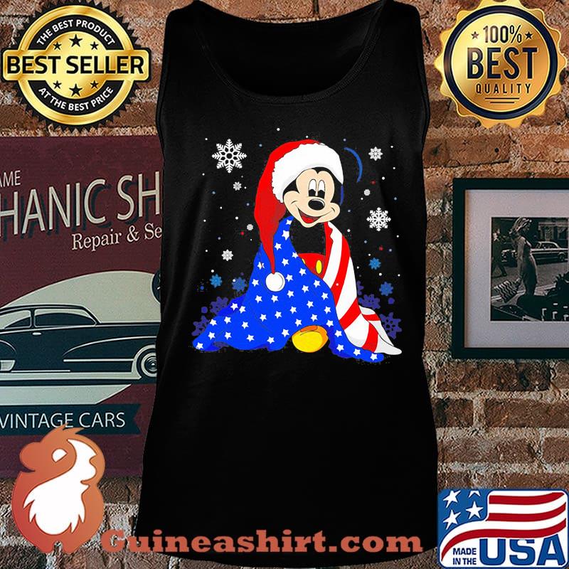 Merry christmas mickey mouse santa claus american flag s Tank top