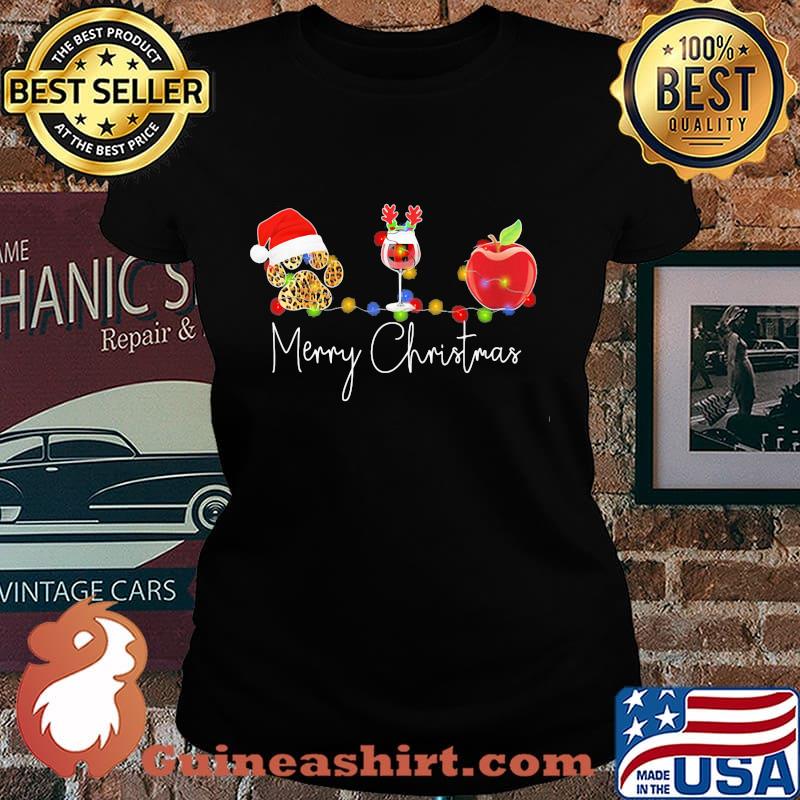 Mery christmas bear wine apple s Laides tee