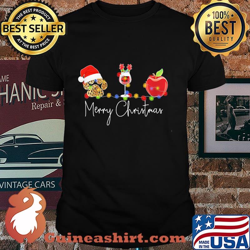 Mery christmas bear wine apple shirt