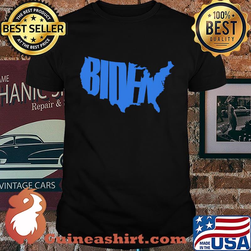 Offcial biden blue letters maps shirt