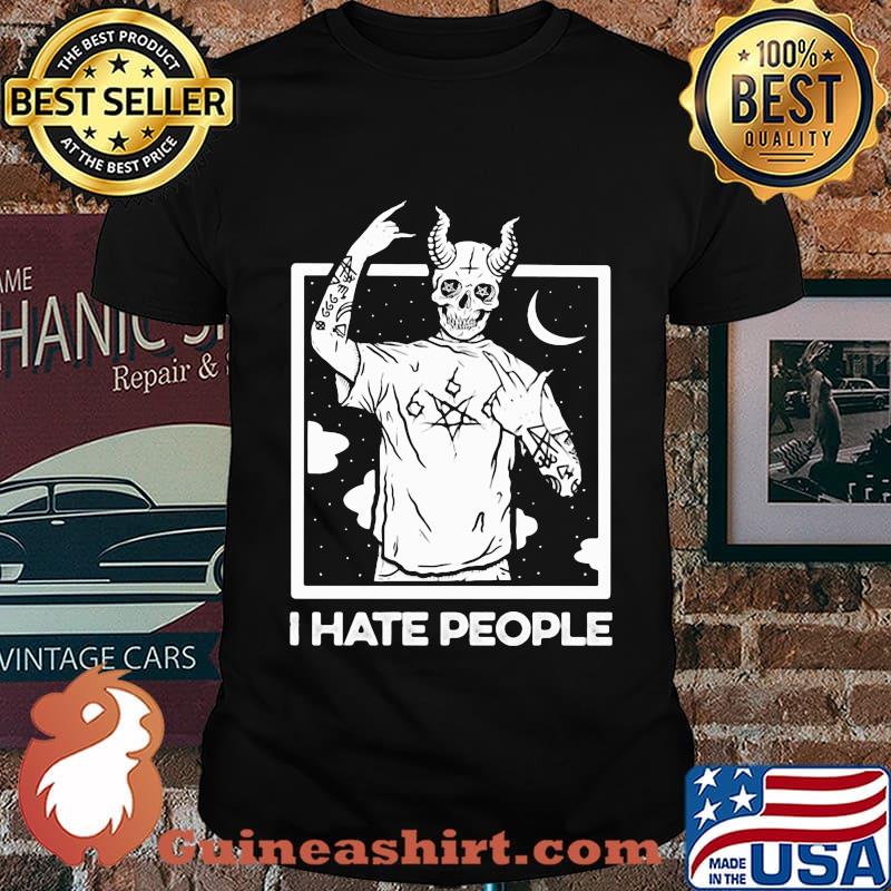 Official i hate people skull man halloween shirt