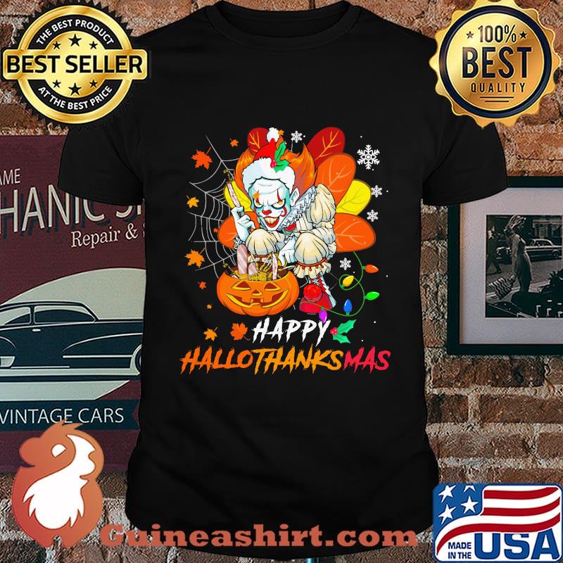 Pennywise happy hallothanksmas halloween thanksgiving christmas shirt