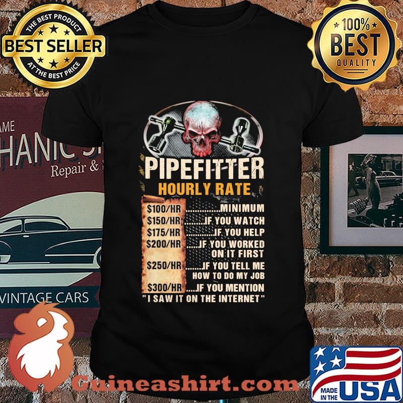 Pipefitter hourly rate skull halloween shirt