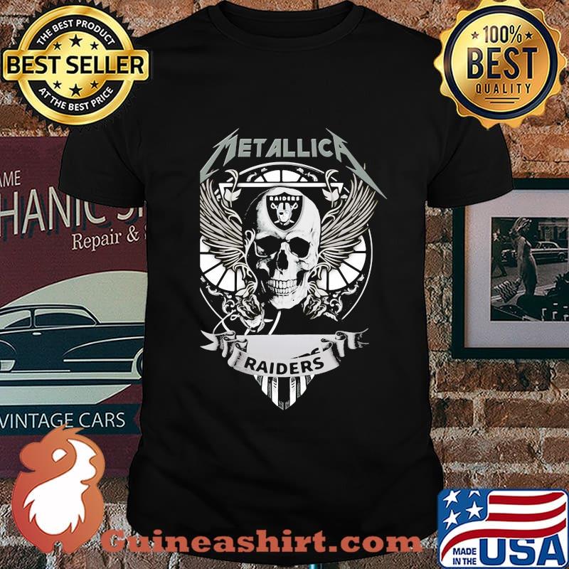 Skull metallica oklahoma raiders logo shirt