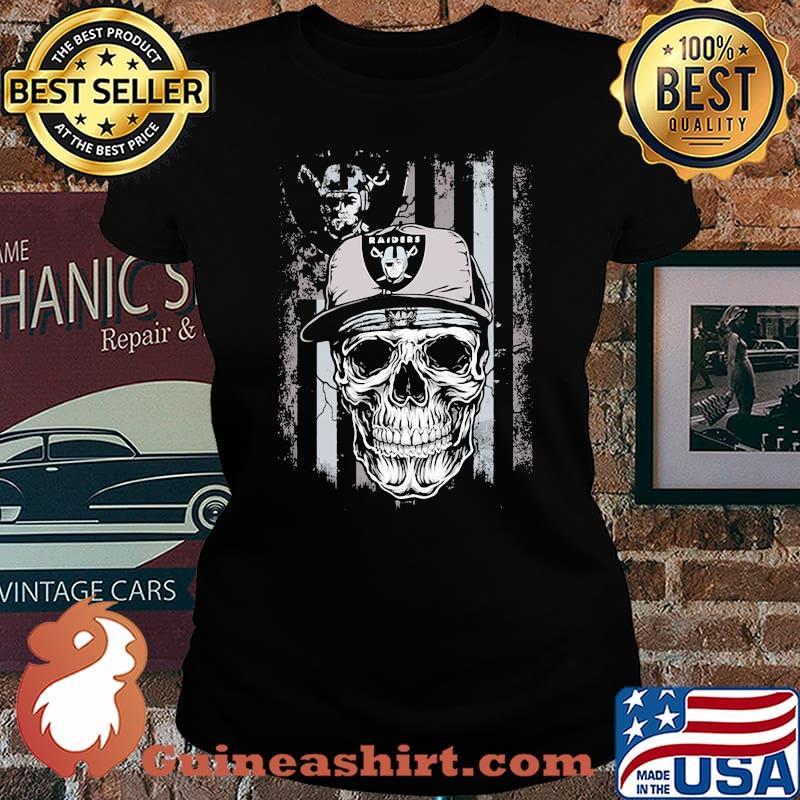 Skull oklahoma raiders american flag s Laides tee