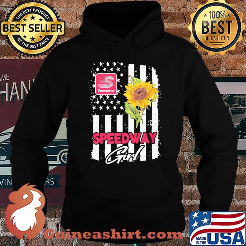 Speedway girl sunflower american flag s Hoodie