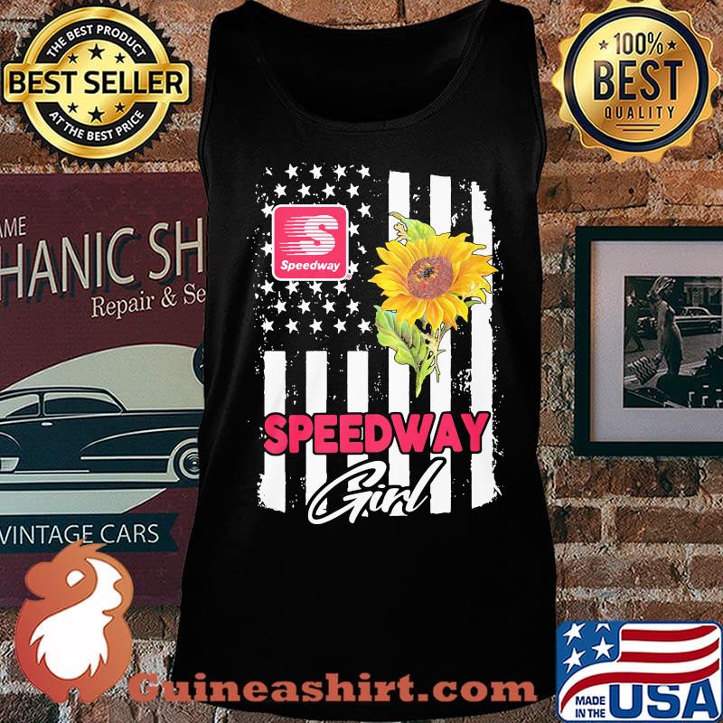 Speedway girl sunflower american flag s Tank top