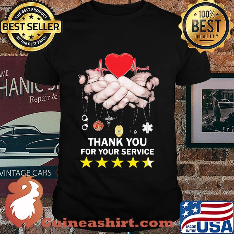 Thanks you for your service stars heartbeat shirt