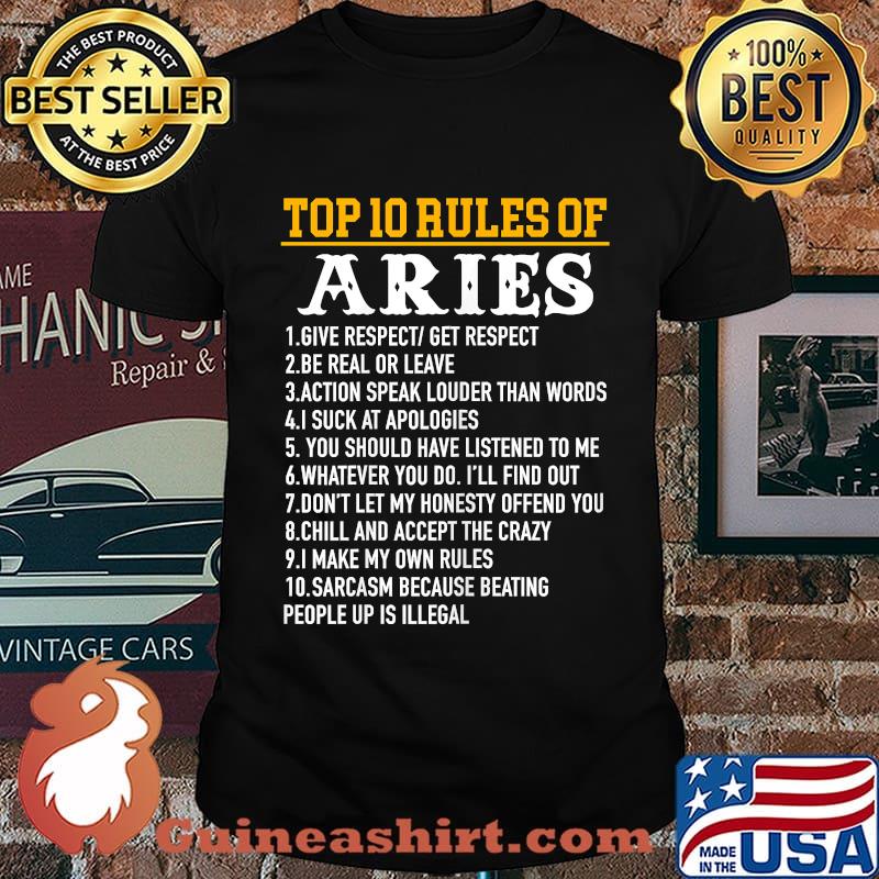 Womens Top 10 Rules Of Aries March 21 to April 19 Birthday T-Shirt