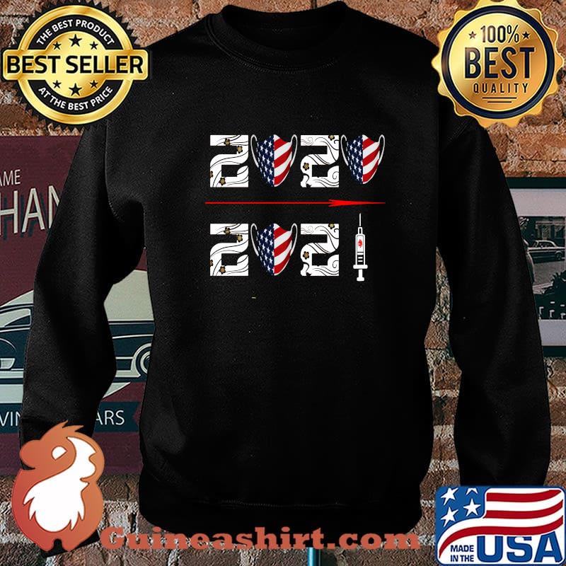 2021 Vaccin Happy New Year Mask American Flag Shirt Sweater