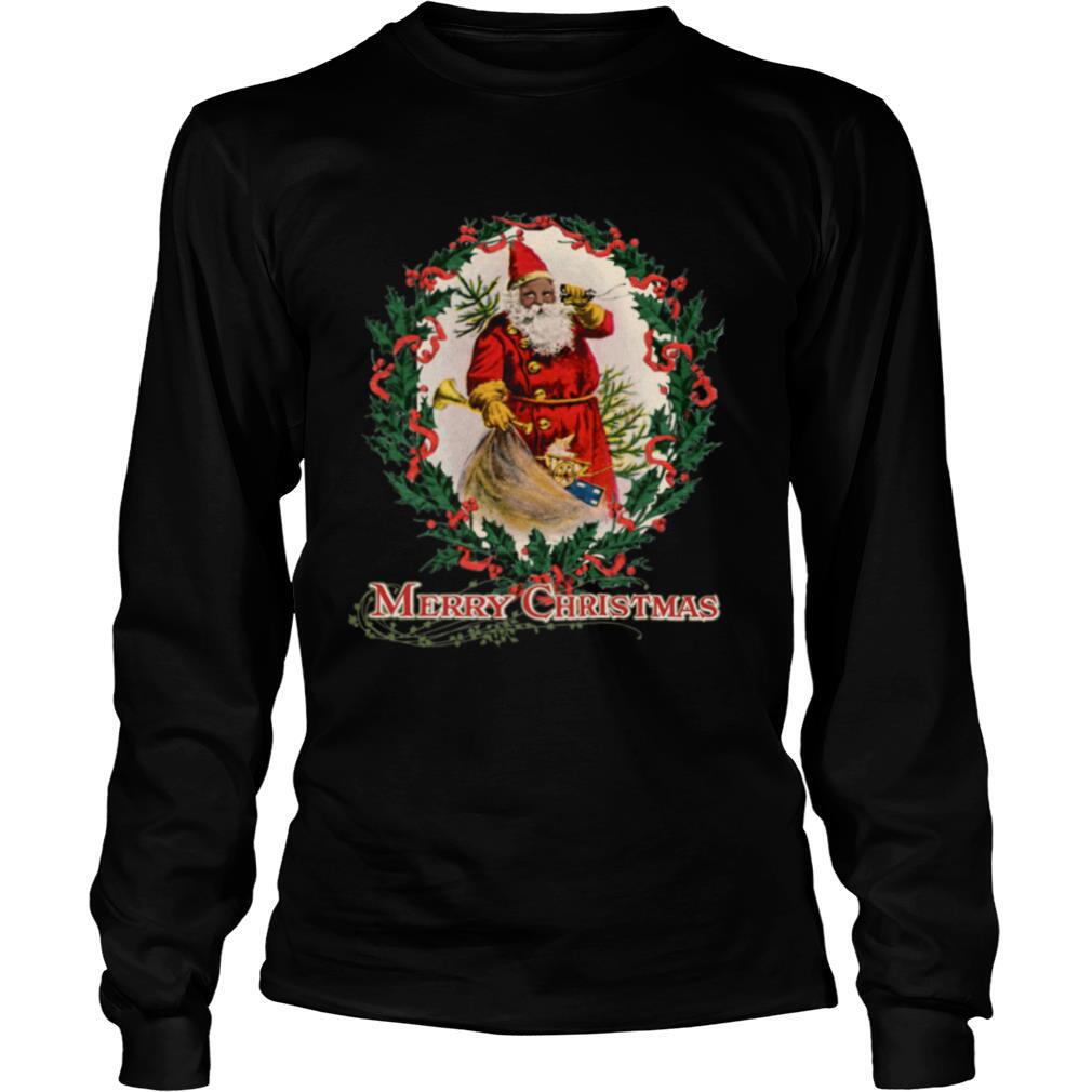 African American Santa Claus Antique Vintage Merry Christmas shirt - Image 3