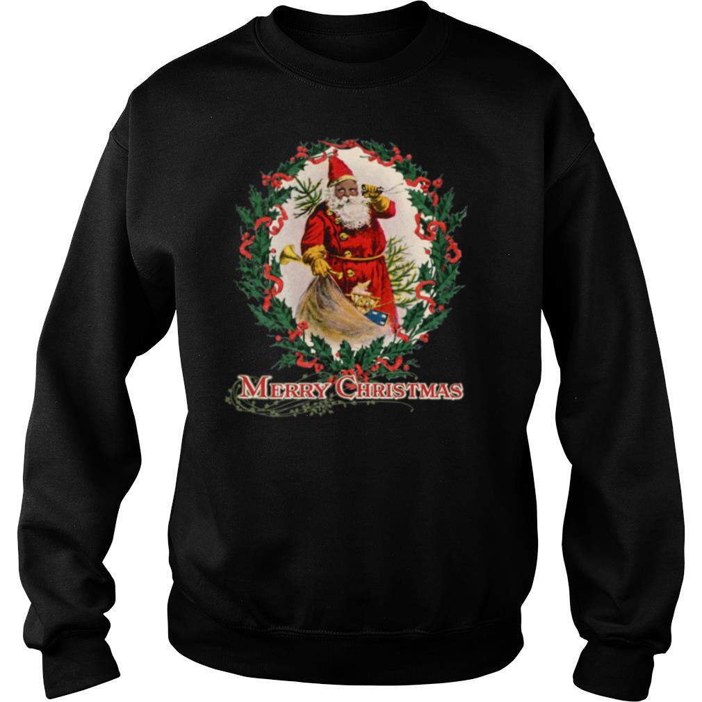 African American Santa Claus Antique Vintage Merry Christmas shirt - Image 4