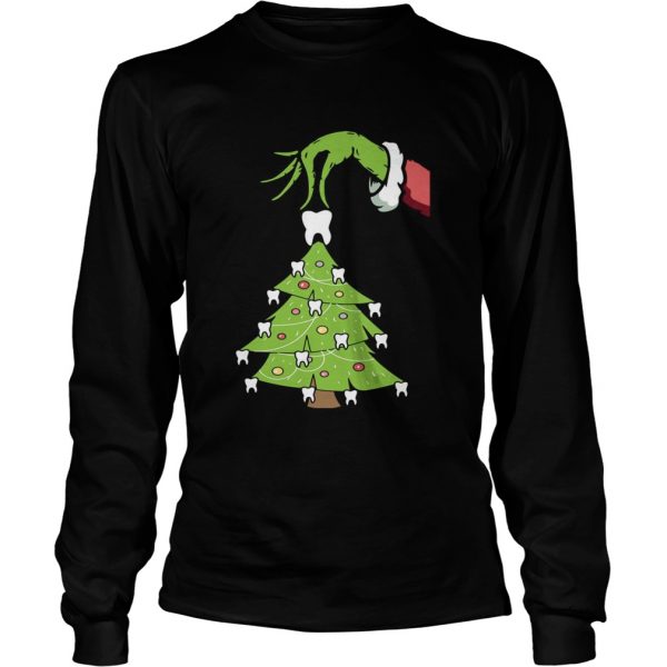Grinch Hand Holding Tooth Dental Tree Christmas shirt - Image 4
