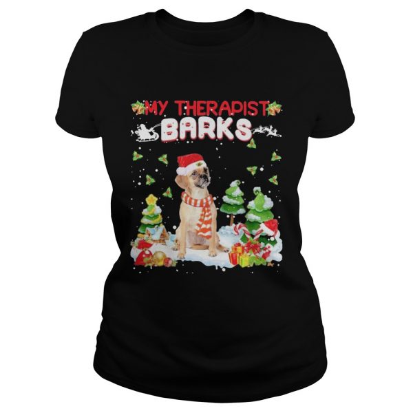 My Therapist Barks Happy Merry Christmas shirt - Image 3