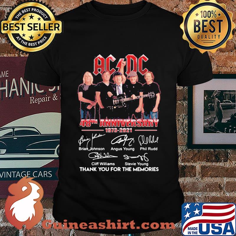 Acdc 48th anniversary 1973 2021 thank you for the memories signatures shirt