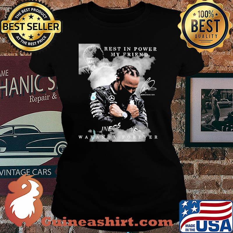 Black panther chadwick boseman rest in forever my friend wakanda forever signature s Laides tee