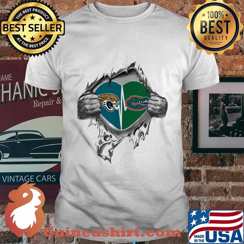 Blood inside jacksonville jaguars and florida gator heart shirt