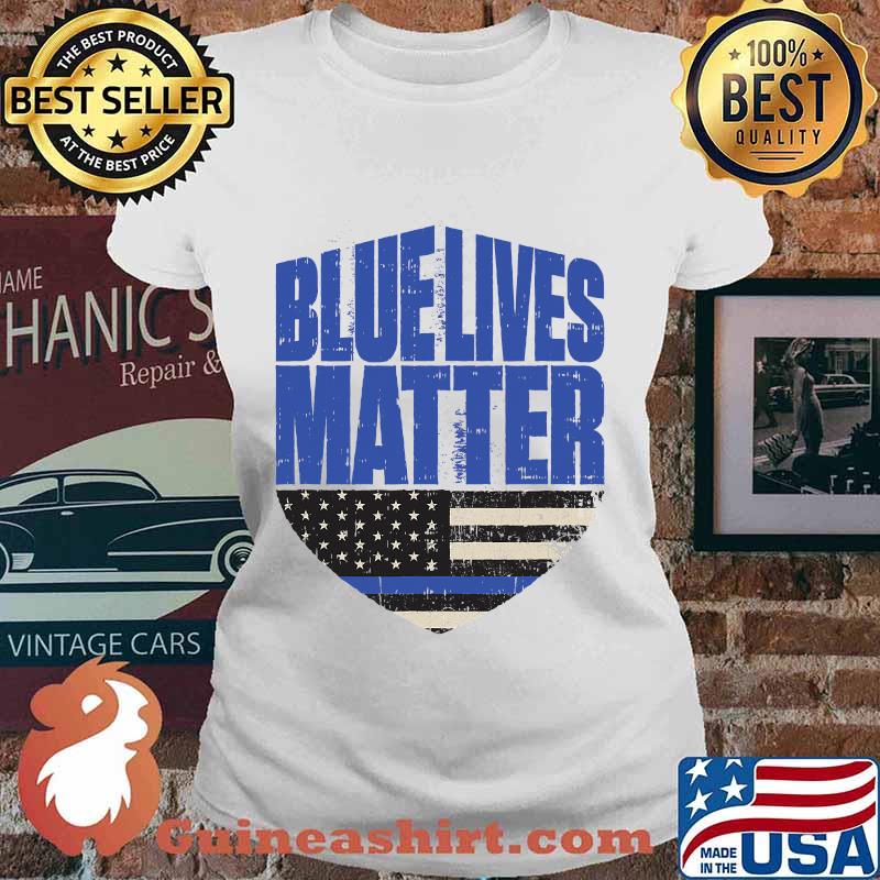 Blue Lives Matter Thin Blue Line Flag Patriotic Police Shirt Ladies tee