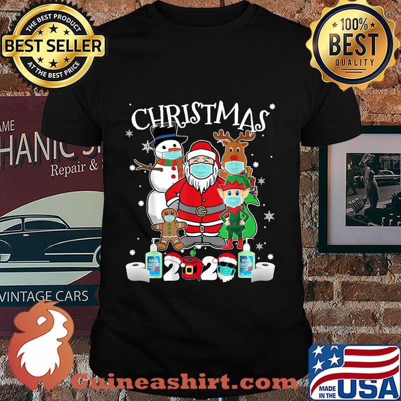 Christmas 2020 santa claus and friends wearing mask shirt