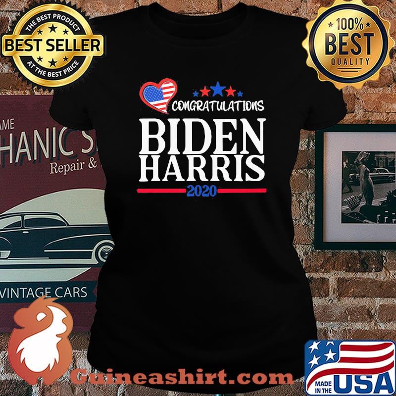 Congratulations joe biden and kamala harris 2020 heart american flag s Laides tee