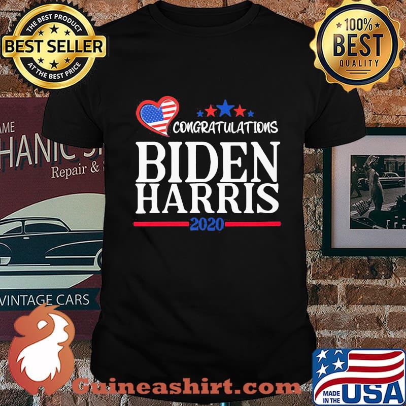 Congratulations joe biden and kamala harris 2020 heart american flag shirt