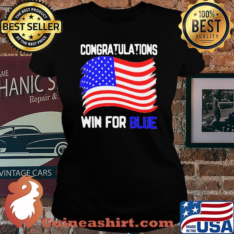 Congratulations win for blue american flag 2020 s Laides tee