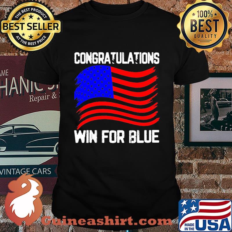 Congratulations win for blue american flag shirt