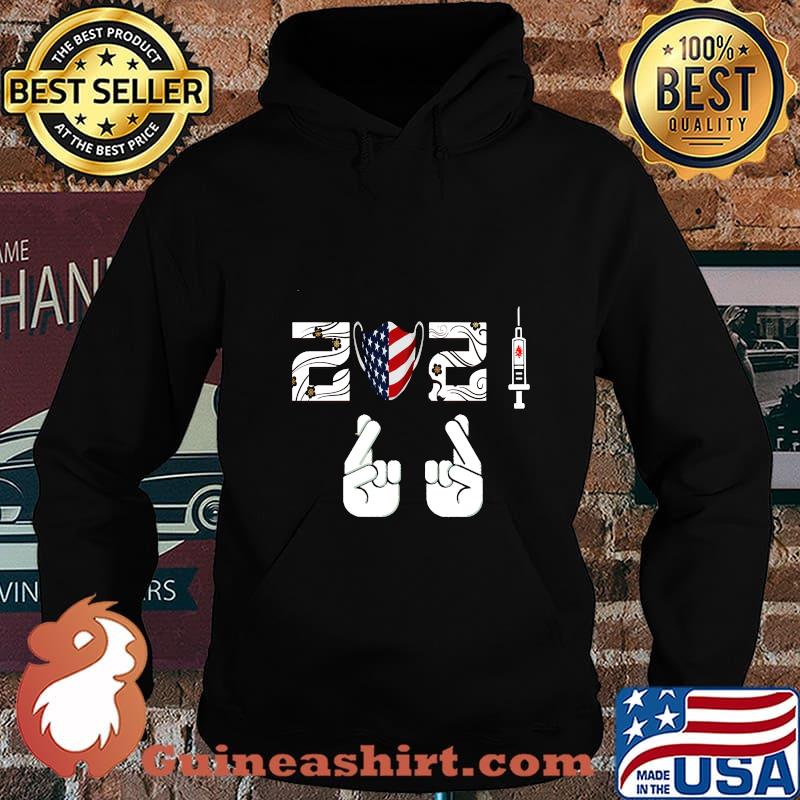 Crossed Fingers New Year 2021 Vaccin Mask American Flag Shirt Hoodie