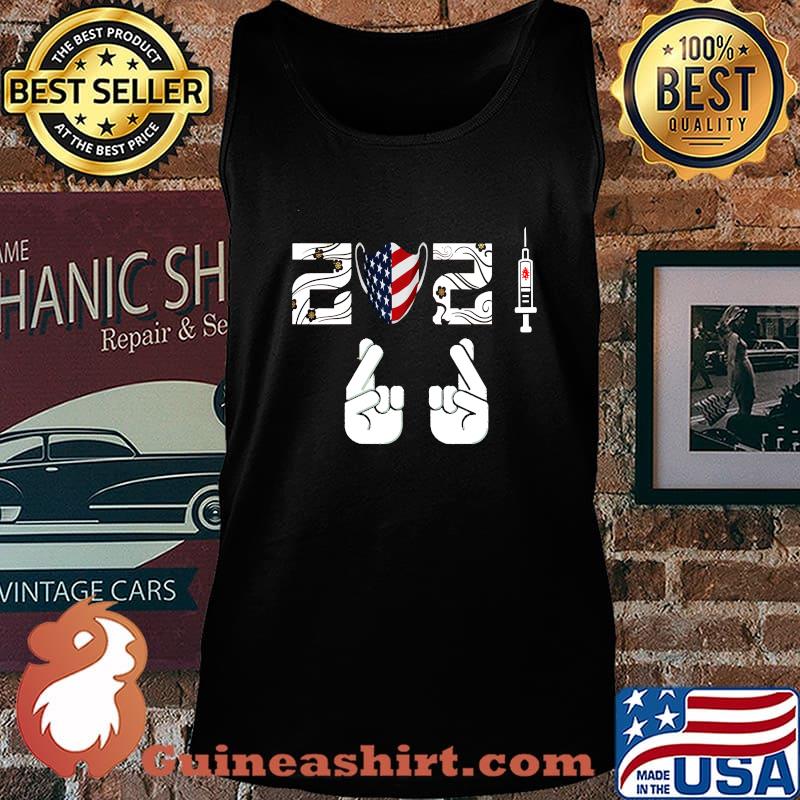 Crossed Fingers New Year 2021 Vaccin Mask American Flag Shirt Tank top
