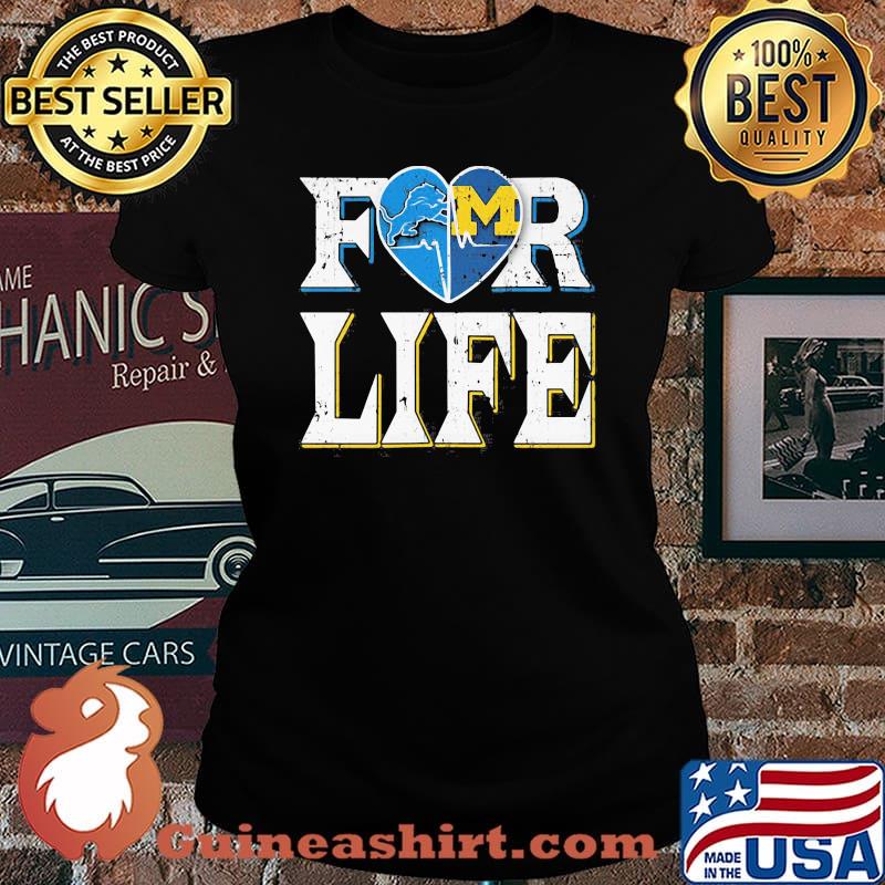 Detroit lion and michigan wolverines for life s Laides tee