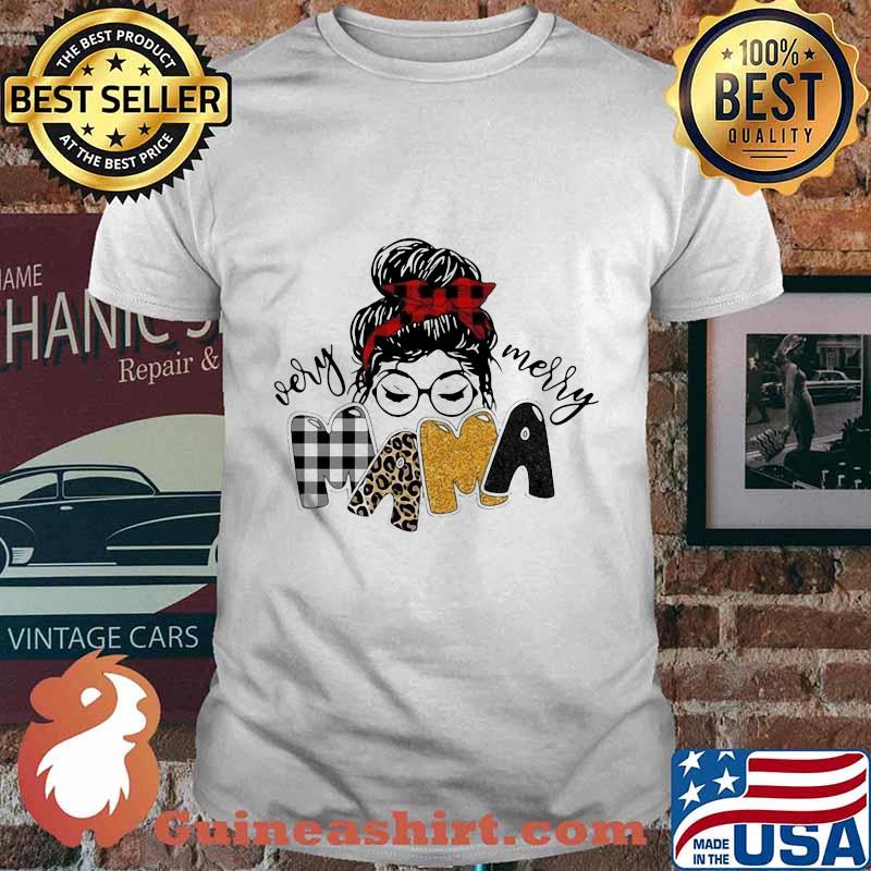 Girl very merry mama leopard shirt