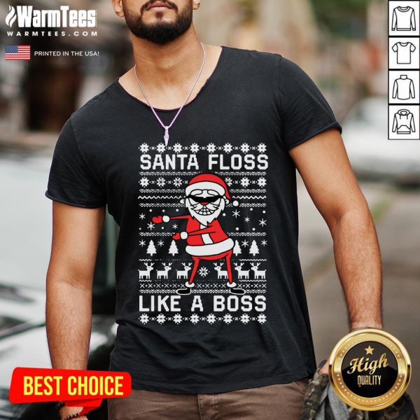 Great Santa Floss Like A Boss Ugly Christmas Shirt - Image 2