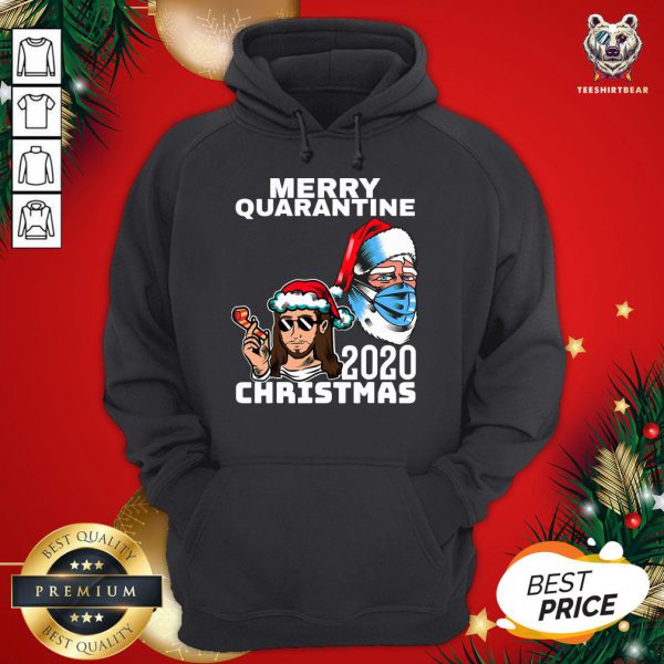 Happy Santa With Face Mask Merry Quarantine 2020 Christmas Shirt - Image 5