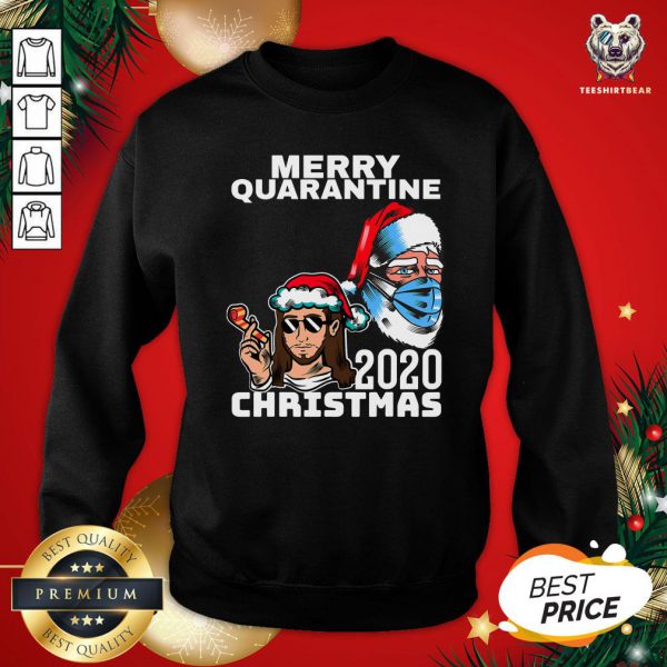 Happy Santa With Face Mask Merry Quarantine 2020 Christmas Shirt - Image 4
