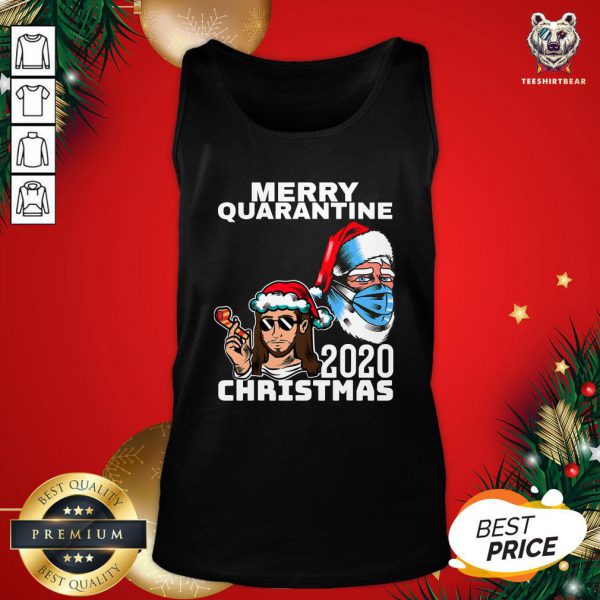 Happy Santa With Face Mask Merry Quarantine 2020 Christmas Shirt - Image 3