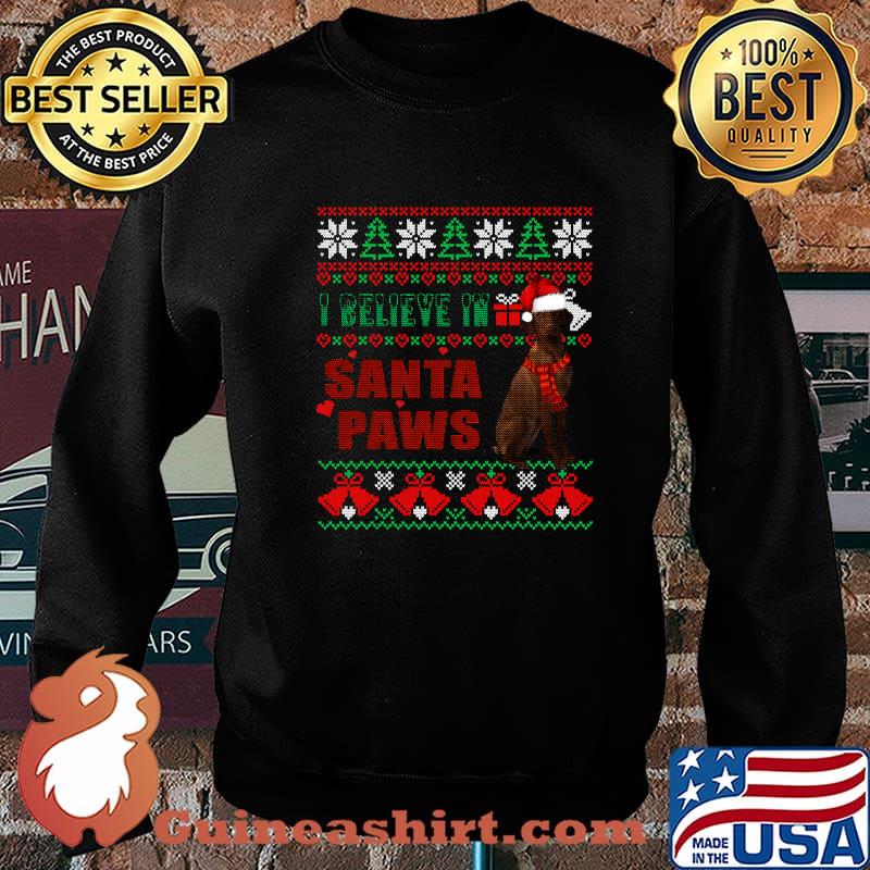 I Believe In Santa Paws Vizsla Dog Ugly Christmas Shirt Sweater