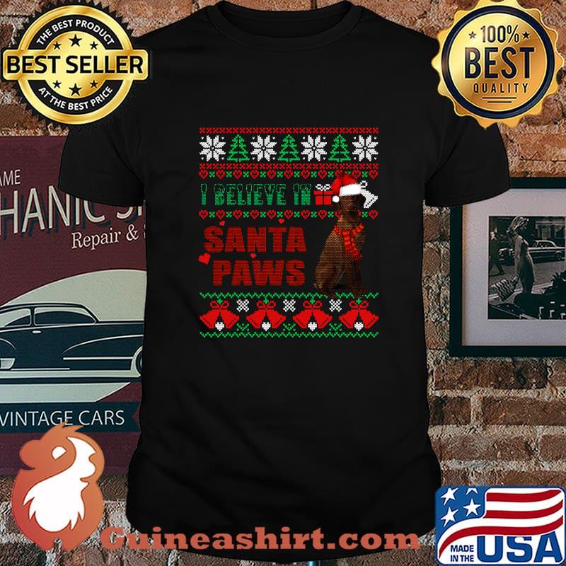 I Believe In Santa Paws Vizsla Dog Ugly Christmas Shirt