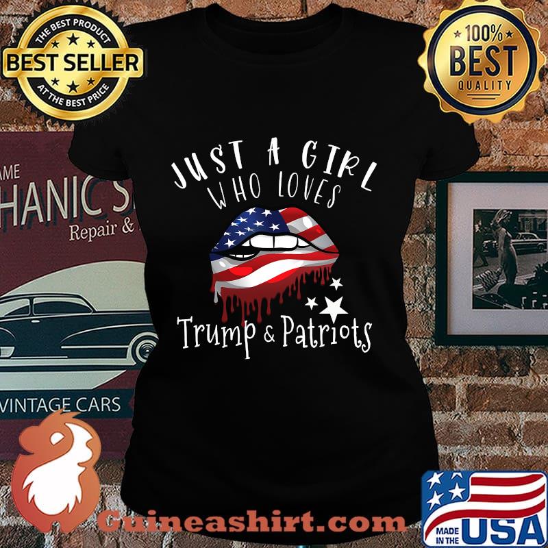Just A Girl Who Loves Trump Patriots Kids American Flag Election Shirt Laides tee