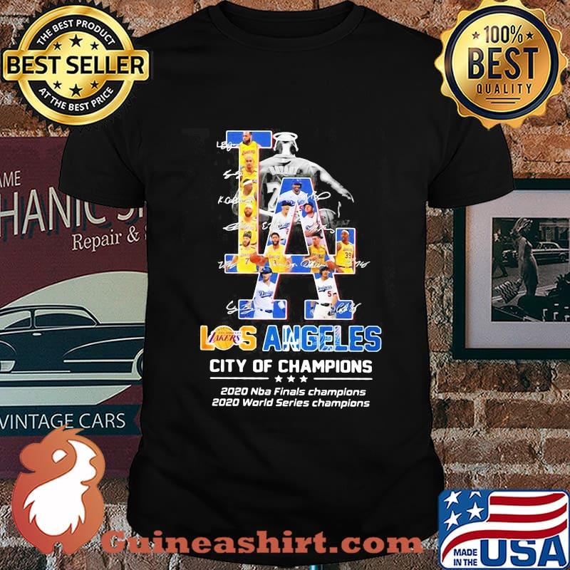 Los angeles lakers city of champions 2020 nba finals world series signatures shirt