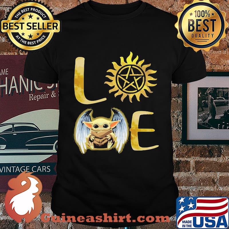 Love baby yoda wings supernatural shirt
