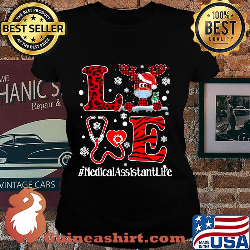 Love plaid leopard christmas medical assistant reindeer s Laides tee