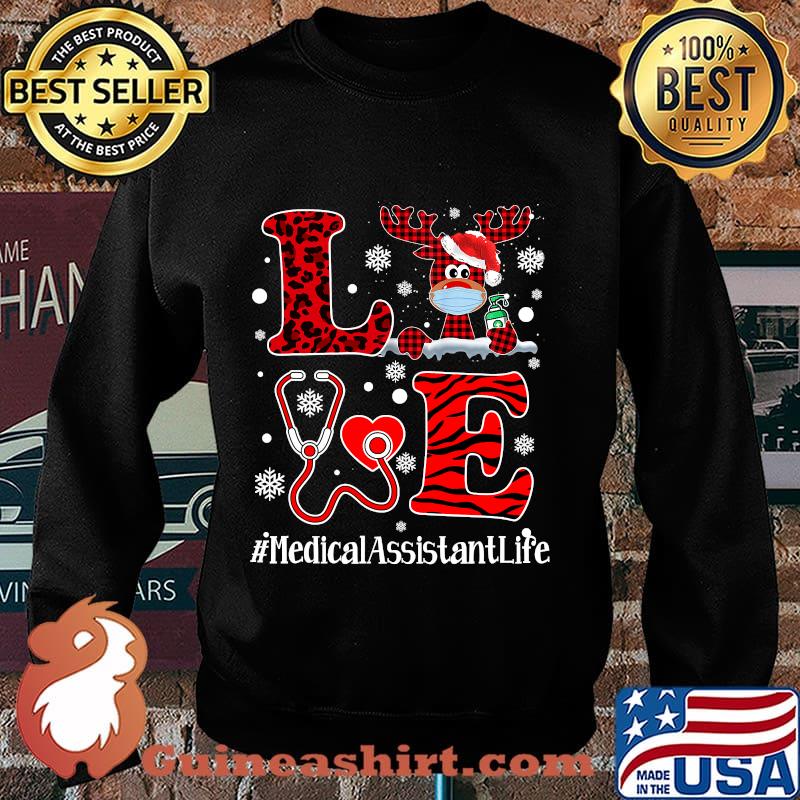 Love plaid leopard christmas medical assistant reindeer s Sweater