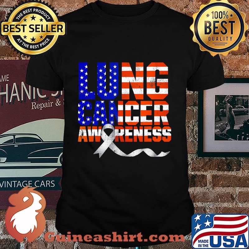 Lung Cancer Awareness American Flag Shirt