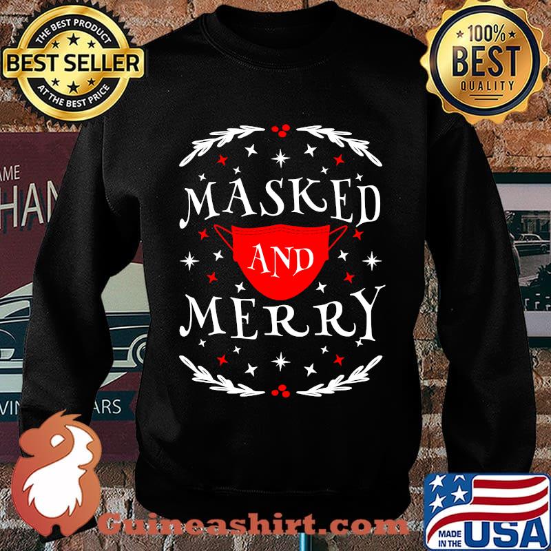 Masked and merry xmask face mask graphic ugly christmas s Sweater