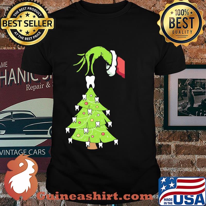Merry christmas grinch holding dental christmas tree shirt