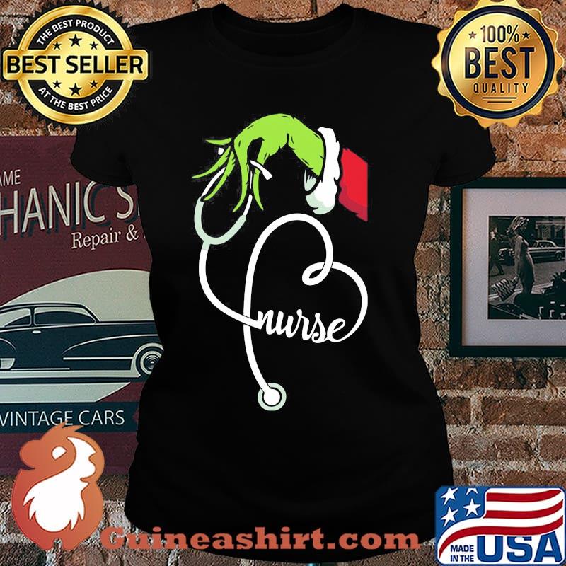 Merry christmas grinch holding nurse stethoscope s Laides tee