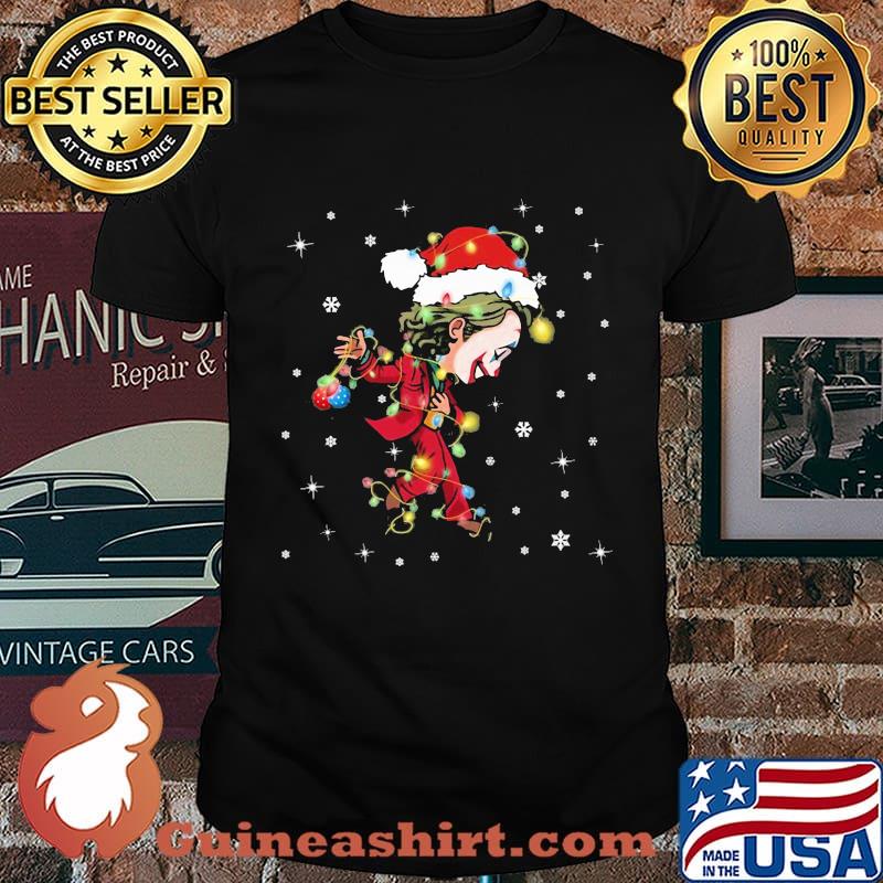 Merry christmas joker santa lights snow shirt