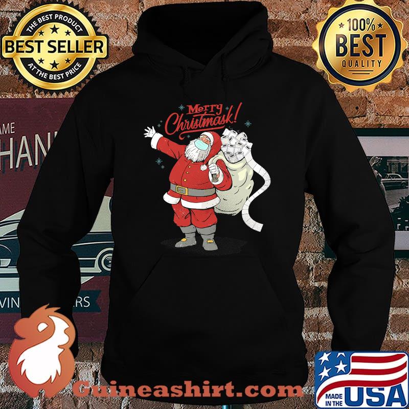 Merry Christmask Santa Wearing Mask Bring Toilet Paper Christmas Shirt Hoodie