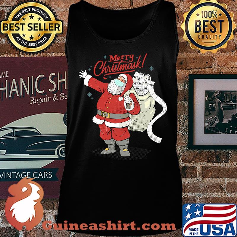 Merry Christmask Santa Wearing Mask Bring Toilet Paper Christmas Shirt Tank top